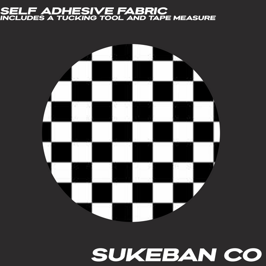 Self Adhesive Fabric White and Black Checkered