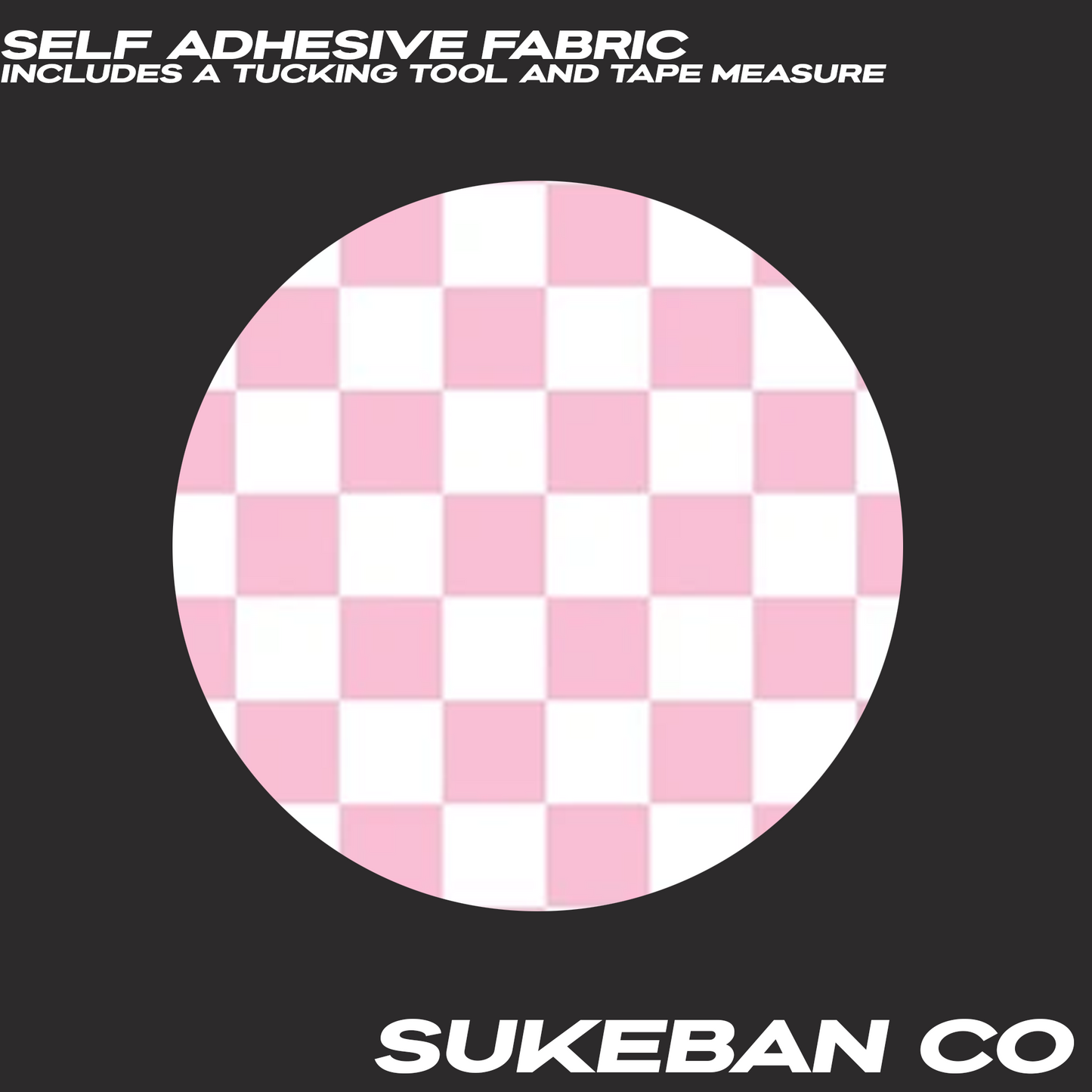 Self Adhesive Fabric Pink and White Checkered