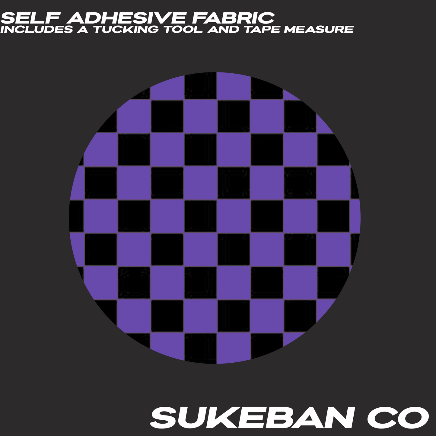 Self Adhesive Fabric Purple and Black Checkered