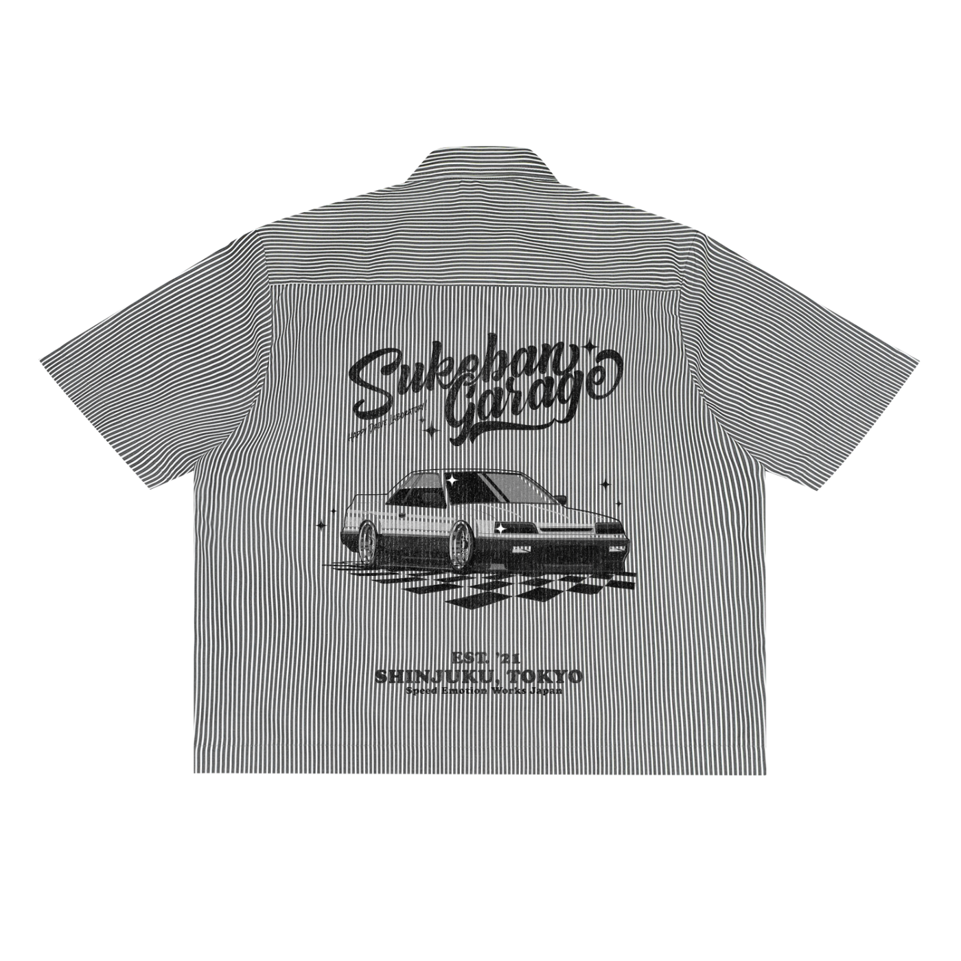 B&W Stripe Boxy Mechanic Tee