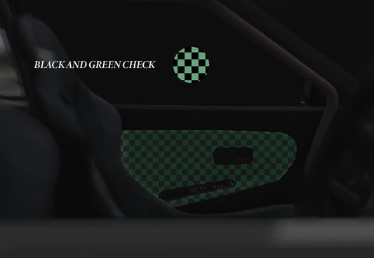 Self Adhesive Fabric Green and Black Checkered
