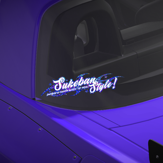 Sukeban Style Glitter Blue + White sticker