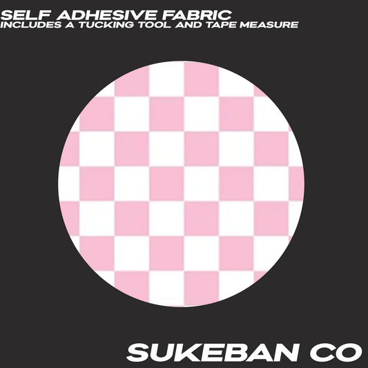 Self Adhesive Fabric Pink and White Checkered