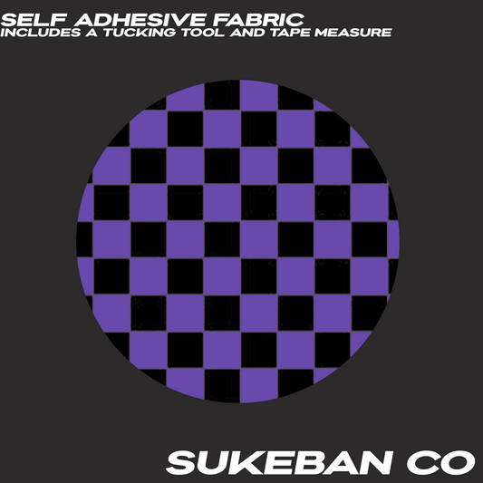 Self Adhesive Fabric Purple and Black Checkered